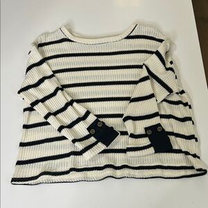 Blu Pepper Black and Cream Striped Sweater